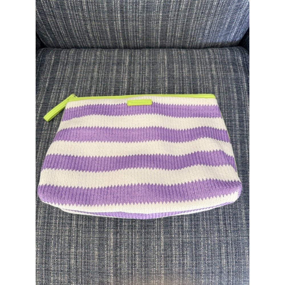 Vera Bradley Vinyl Lined Cosmetic Makeup Toiletrie Travel Bag Lilac White Green